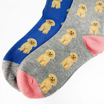 Personalised Christmas Cavapoo Bamboo Socks With Gold Foil Label, 4 of 9