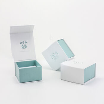 Sterling Silver Square Blue Fire Opal Stud Earrings, 2 of 2