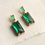 Emerald Block Baguette Earrings, thumbnail 3 of 7