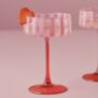 A Pair Of Pink Striped Cocktail Coupes, thumbnail 2 of 3