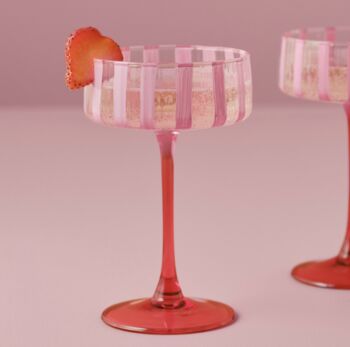 A Pair Of Pink Striped Cocktail Coupes, 2 of 3