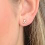 Gold Moon And Star Stud Earrings, thumbnail 3 of 7