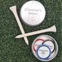 Set Of Three Personalised Golf Ball Markers In A Personalised Tin, thumbnail 1 of 7