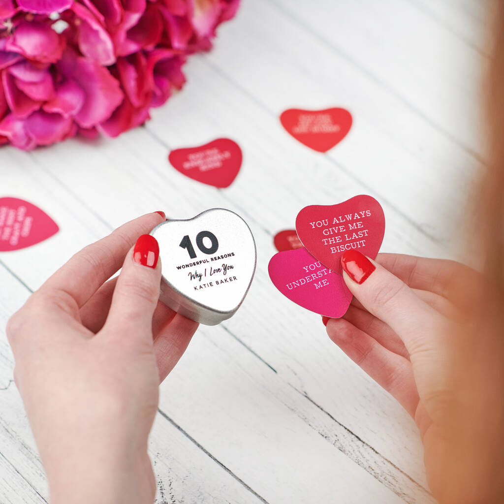 Personalised 10 Reasons I Love You Heart Tin, 1 of 4