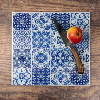 'Mixed Tiles' Worktop Protector Blue And White, 6 of 12