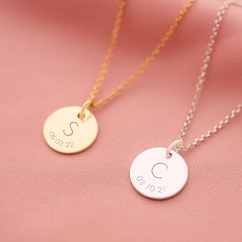 Sterling Silver Personalised Initial And Date Necklace, 4 of 10
