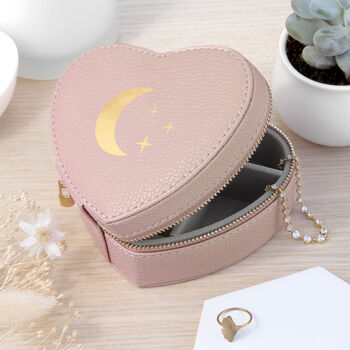 Moon And Stars Pink Heart Travel Jewellery Case, 3 of 10