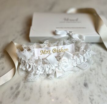 Personalised Lace Bridal Garter With Swarovski Crystal, 4 of 9