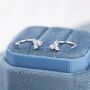 Sterling Silver Three Cz Trinity Threader Hoop Earrings, thumbnail 3 of 11