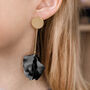 Black Rose Petal Long Drop Earrings, thumbnail 3 of 3