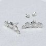 Sterling Silver Curved Flower Ear Climbers, thumbnail 2 of 6