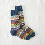 Fair Trade Unisex Nordic Knit Socks Eco Waste Wool, thumbnail 6 of 12