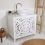 White Carved Bathroom Vanity Unit, thumbnail 3 of 9