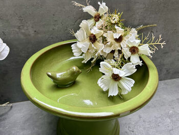 Green Ceramic Garden Birdbath Bird Feeder – 28cm, 4 of 9