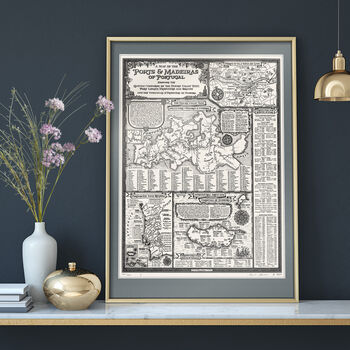 Ports And Madeiras Wine Map Hand Drawn Fine Art Print, 2 of 12