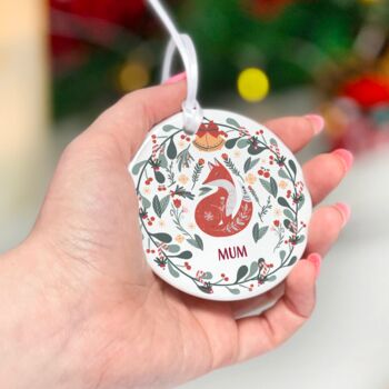 Personalised Winter Wonderland Fox Ceramic Bauble, 4 of 4