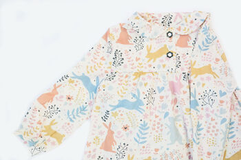 Girls Bouncing Bunny Rabbit Spring Cotton Pyjama Set, 6 of 7