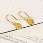 18ct Gold Plated Hammered Almond Drop Earrings, thumbnail 3 of 7