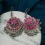 Pink Enamel Asian Indian Boho Danglers Earrings, thumbnail 2 of 8