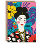 Hbd Geisha Floral Bold Portrait Woman Her Birthday Card, thumbnail 1 of 4