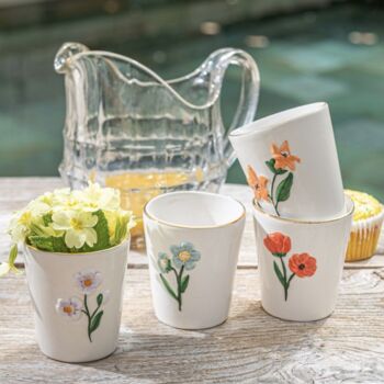 Set Of Four Hand Painted Flower Tumblers, 2 of 3