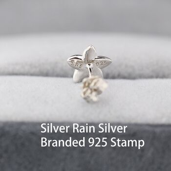 Sterling Silver Tiny Plumeria Flower Stud Earrings, 6 of 12