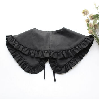 Black Cotton Detachable Collar With Frill, 3 of 4