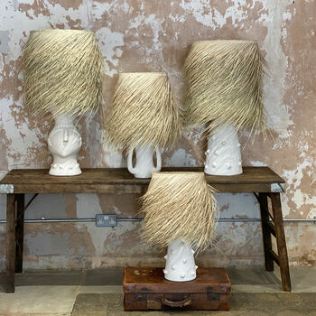 Rock The Kasbah White Clay Lamp With Palm Shade, 4 of 5