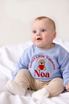 Mama's Little Valentine Bear Personalised Name Embroidered Sweatshirt Jumper, 3 of 7