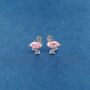 Flamingo Cz Sterling Silver Stud Earrings, thumbnail 4 of 7