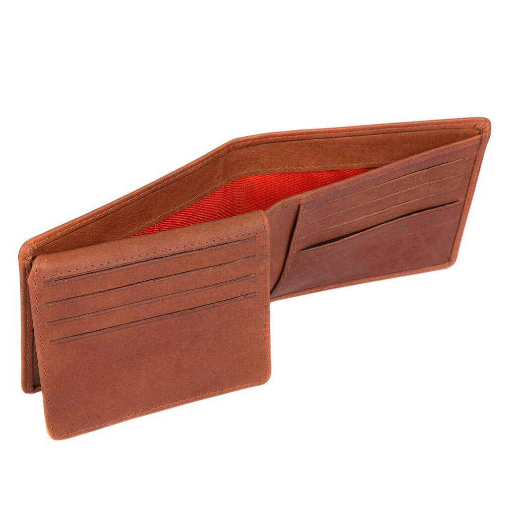 men's vintage tan leather wallet rfid by holly rose