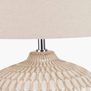 Warm White Textured Glazed Ceramic Table Lamp, 7 of 10