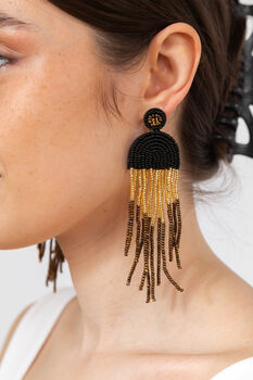 Bohemian Beaded Tassel Statement Earrings, 2 of 9