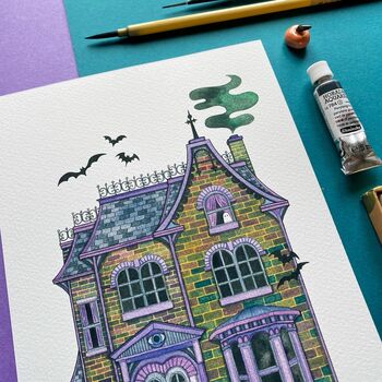 Haunted House Watercolour Print, 2 of 4