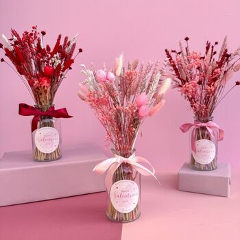 Valentines Red And Pink Dried Flower Gift With Vase, 2 of 3