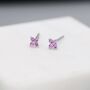 Pink Hydrangea Tiny Stud Earrings In Sterling Silver, thumbnail 7 of 10