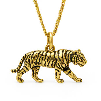 Personalised Gold Plated Sterling Silver Tiger Pendant Necklace, 2 of 10