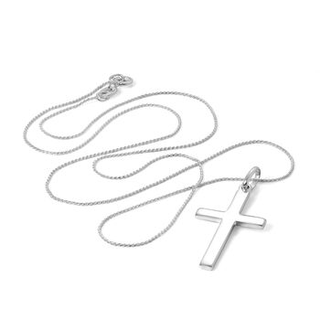 Large Plain Sterling Silver Cross Pendant Necklace, 4 of 5