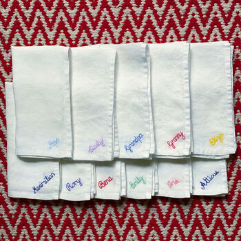 Personalised Hand Embroidered Name Napkin, 2 of 6