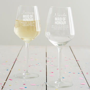 Personalised Maid Of Honour Wedding Glass, 6 of 8