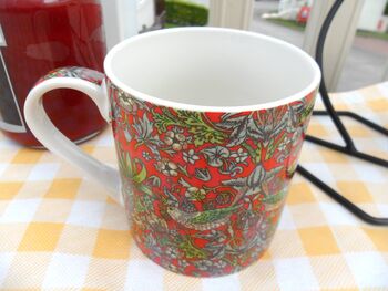 Jumbo Mug In Red Strawberry Thief Design, 6 of 8