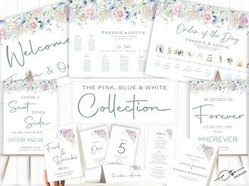 Wedding Order Of The Day Pink, Blue And White Floral, 9 of 9