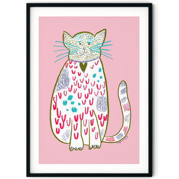 Smiling Cat Print Pink, 5 of 5