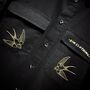 Organic Overshirt With Tattoo Style Swallows, thumbnail 3 of 6