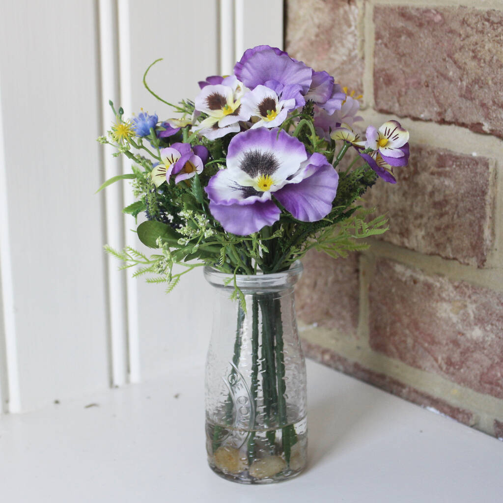 Artificial Purple Flower Arrangement And Vase By Lime Tree London