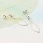 Sterling Silver Leaf Outline Drop Studs Earrings, thumbnail 1 of 3