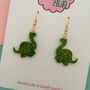 Dinosaur Glitter Earrings, thumbnail 2 of 2