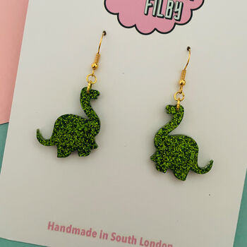 Dinosaur Glitter Earrings, 2 of 2