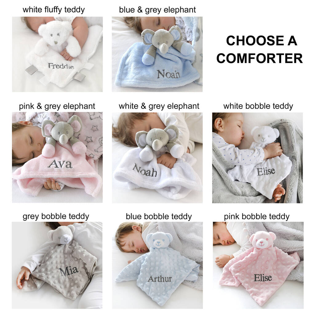 Clothing Unisex Kids Clothing Pyjamas & Robes Robes Personalised Baby Grey Gown And Teddy Comforter Set 