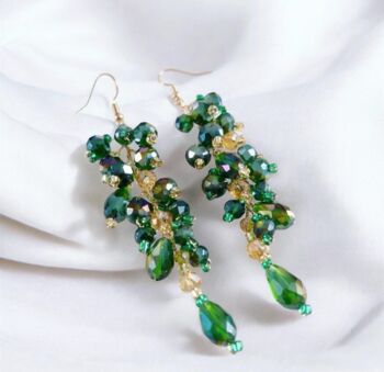 Green And Gold Crystal Earrings, 2 of 3